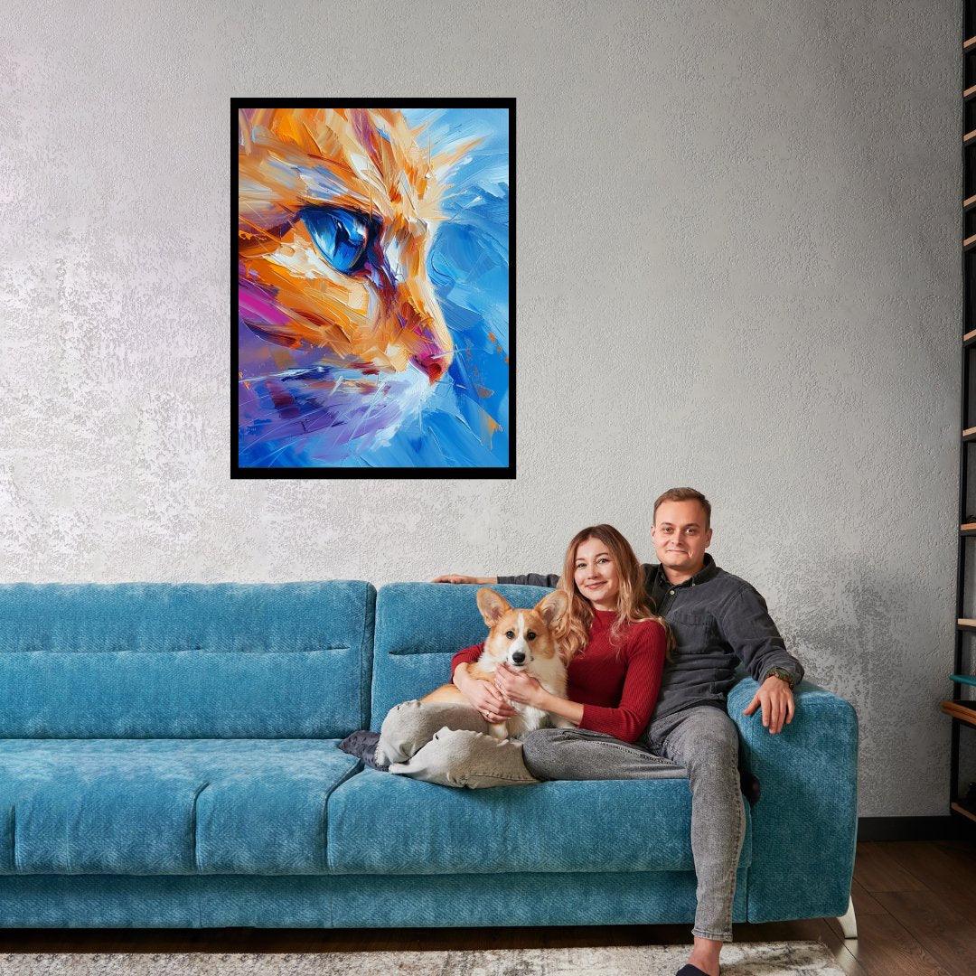Abstrakte Katzenmalerei 30x40 cm / 12x16″ / Poster auf halbmattem Papier