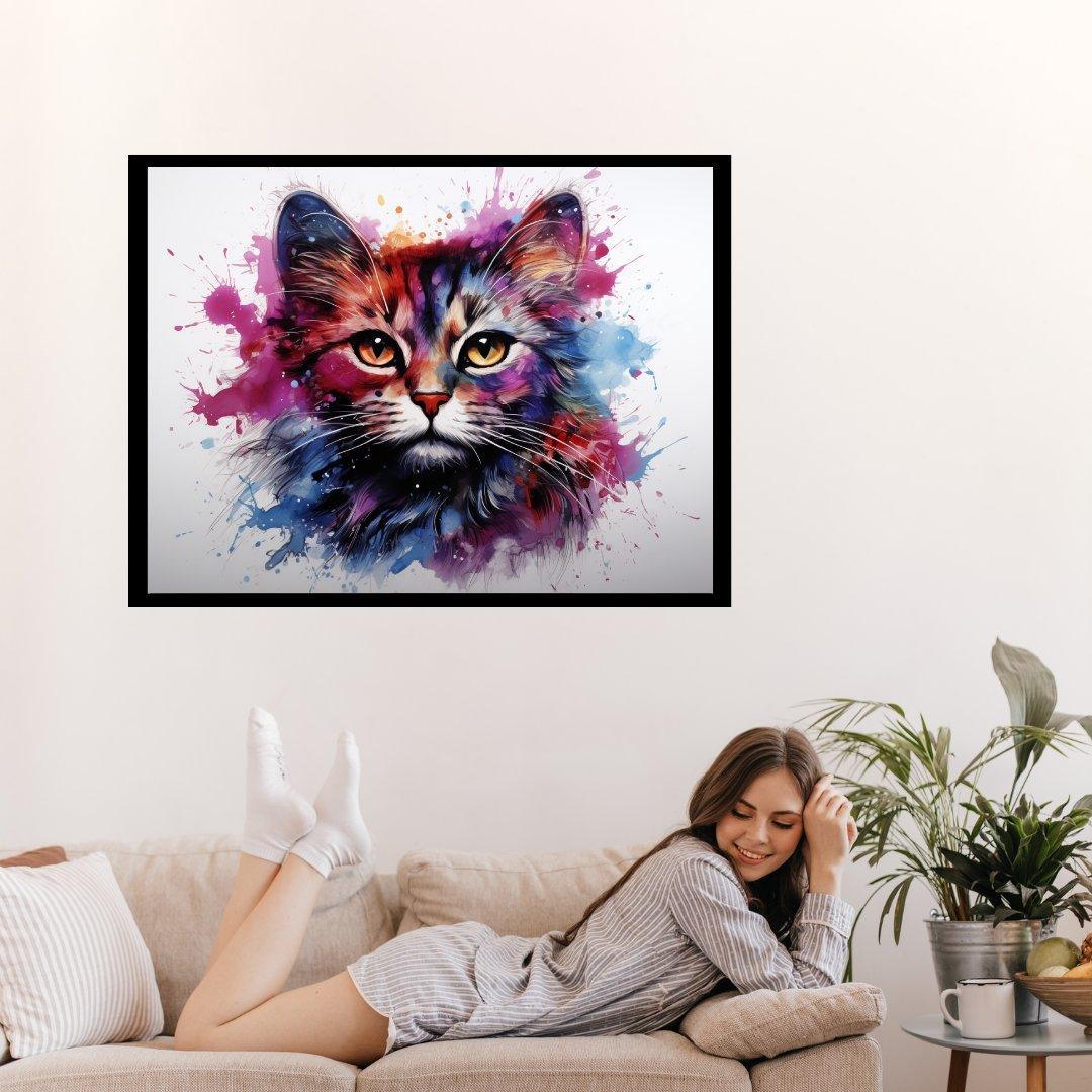 Aquarelltraum einer Katze 30x40 cm / 12x16″ / Poster auf halbmattem Papier