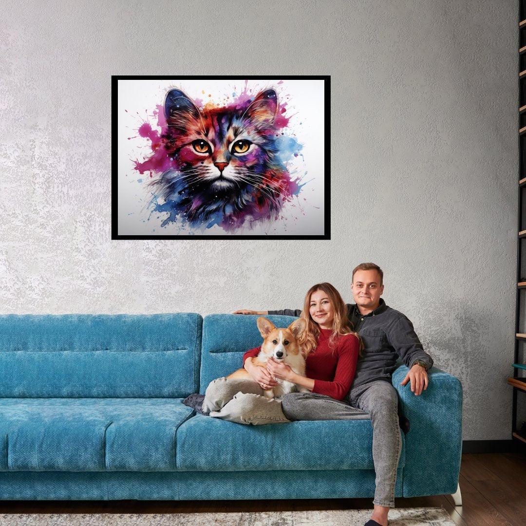 Aquarelltraum einer Katze 30x40 cm / 12x16″ / Poster auf halbmattem Papier