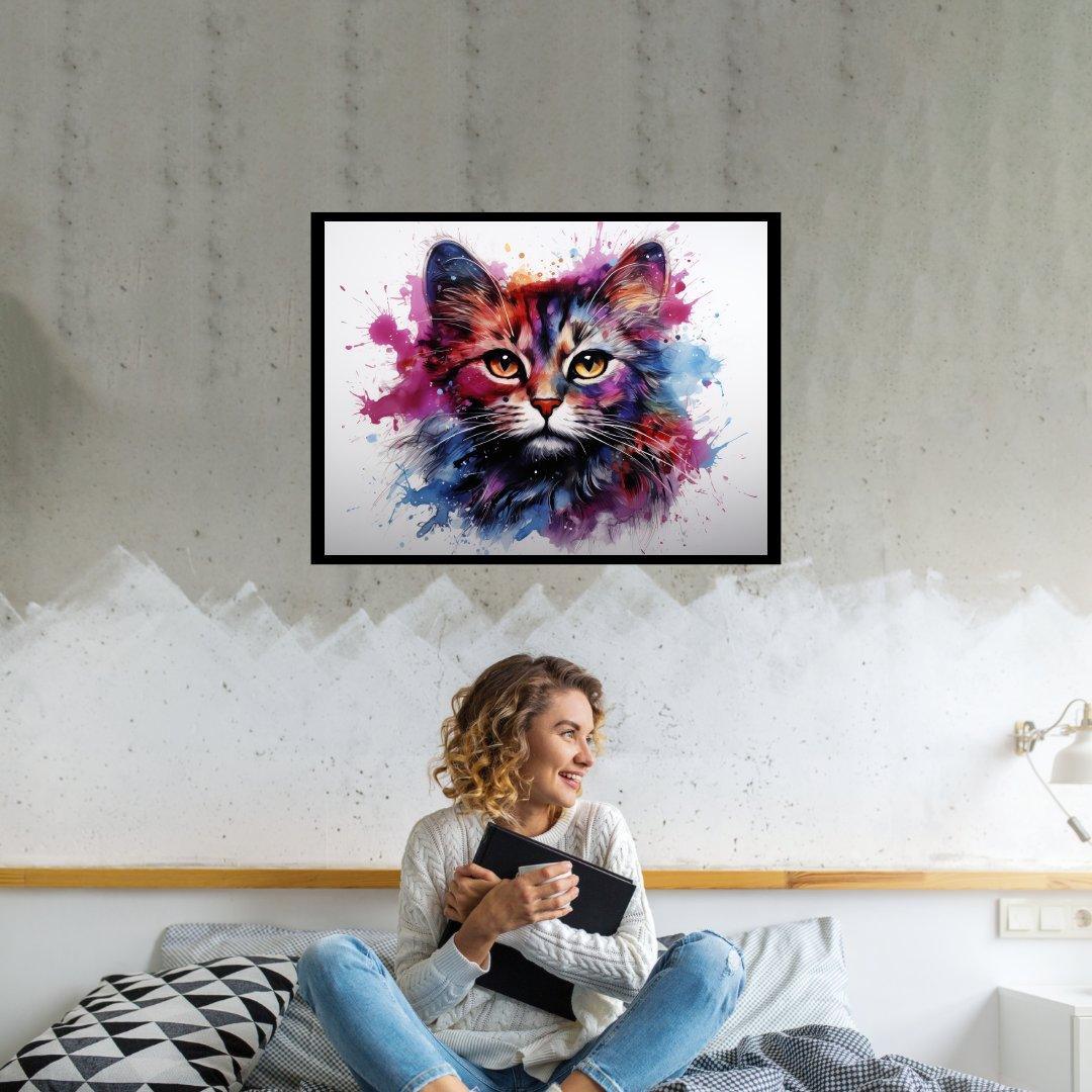Aquarelltraum einer Katze 30x40 cm / 12x16″ / Poster auf halbmattem Papier