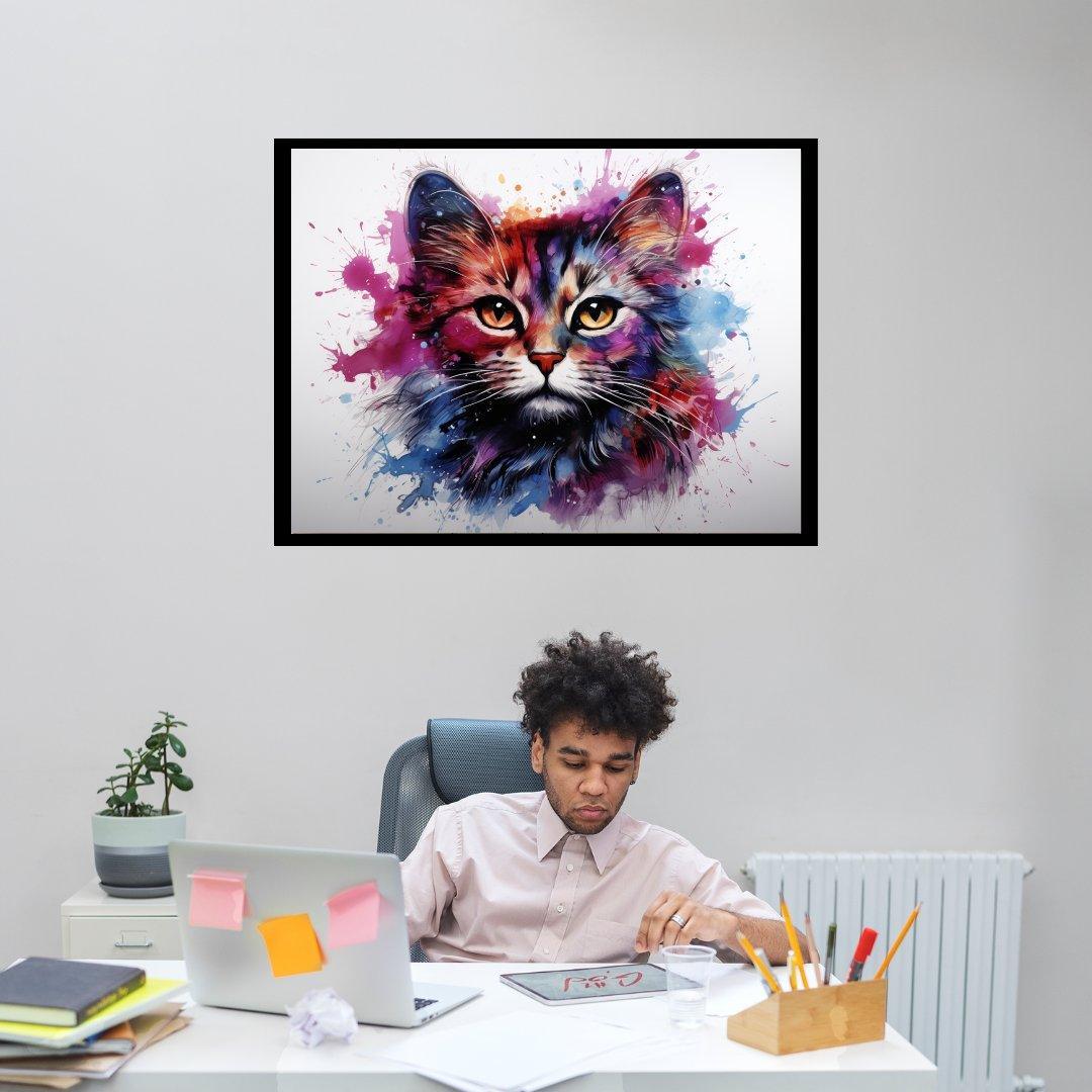 Aquarelltraum einer Katze 30x40 cm / 12x16″ / Poster auf halbmattem Papier