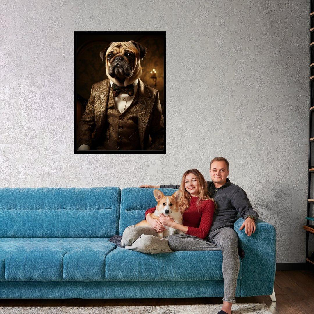 Aristokratischer Mops 30x40 cm / 12x16″ / Poster auf halbmattem Papier