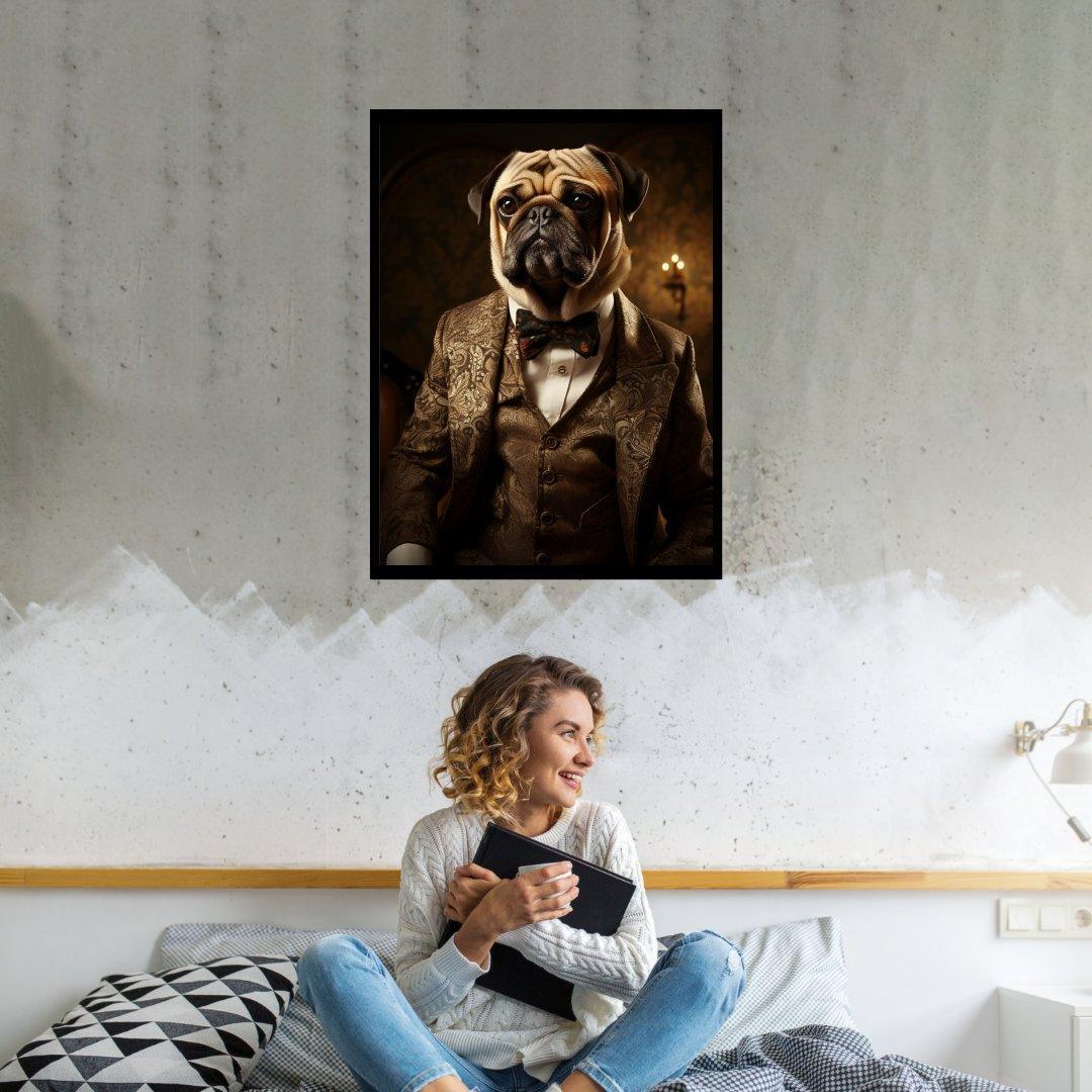 Aristokratischer Mops 30x40 cm / 12x16″ / Poster auf halbmattem Papier