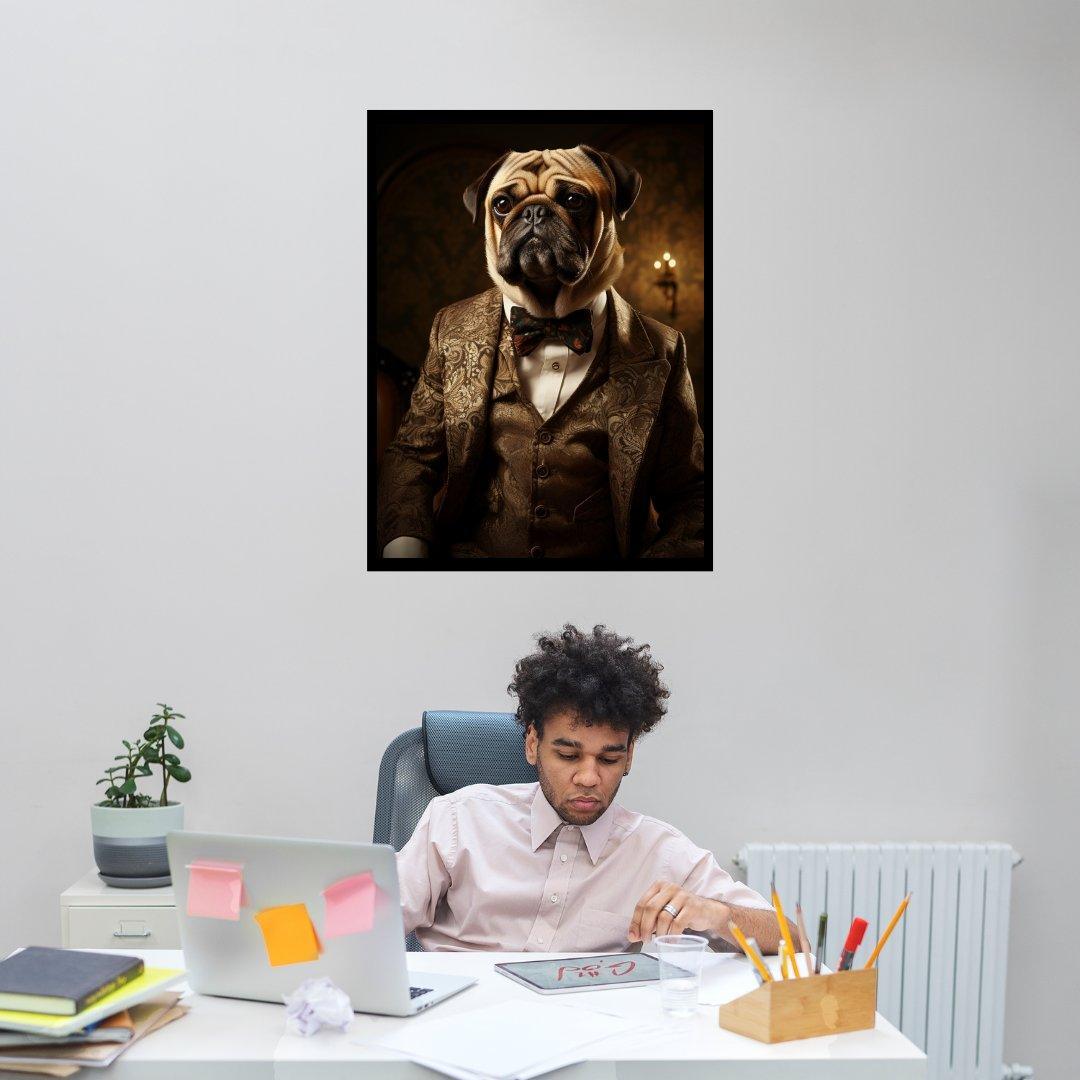 Aristokratischer Mops 30x40 cm / 12x16″ / Poster auf halbmattem Papier