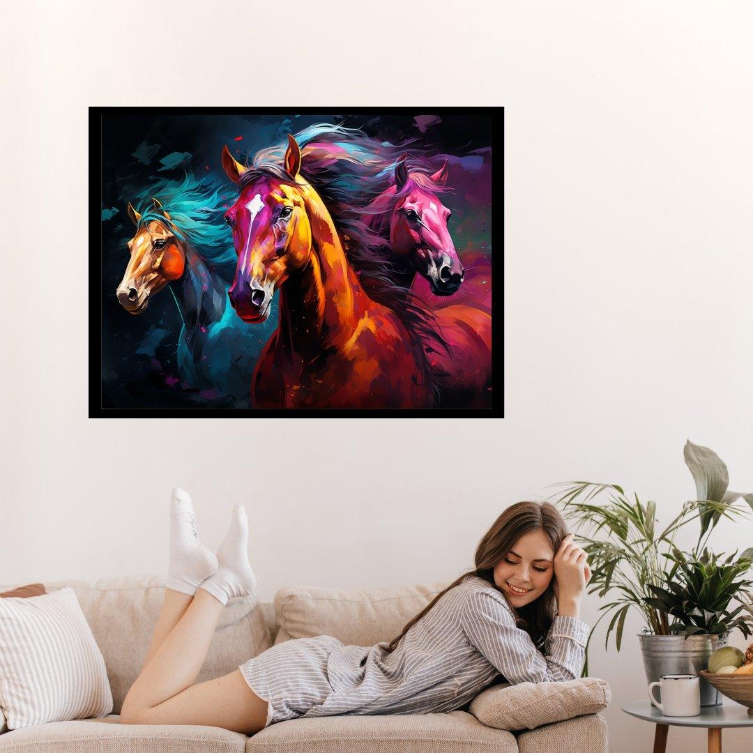 Bunte Pferdekomposition 30x40 cm / 12x16″ / Poster auf halbmattem Papier