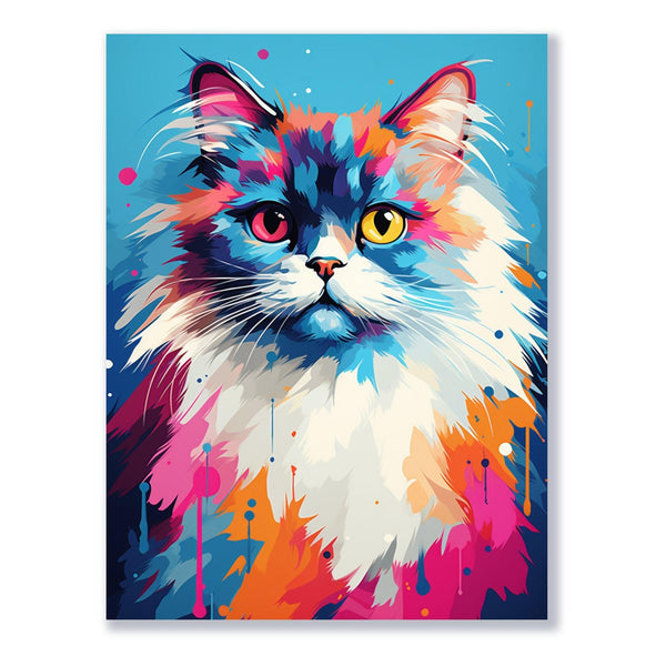 Buntes Katzenkunstwerk 30x40 cm / 12x16″ / Poster auf halbmattem Papier