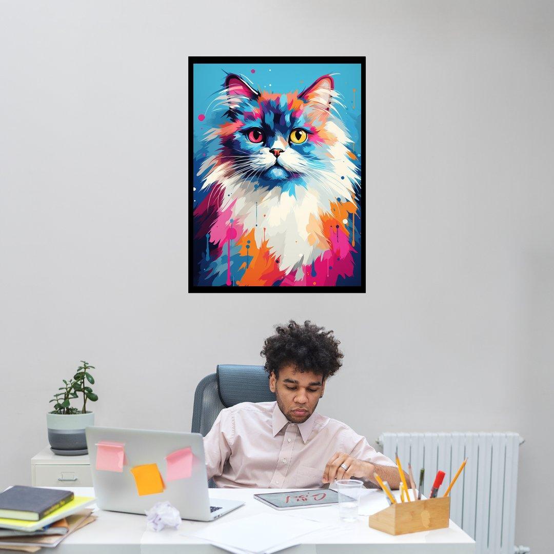 Buntes Katzenkunstwerk 30x40 cm / 12x16″ / Poster auf halbmattem Papier