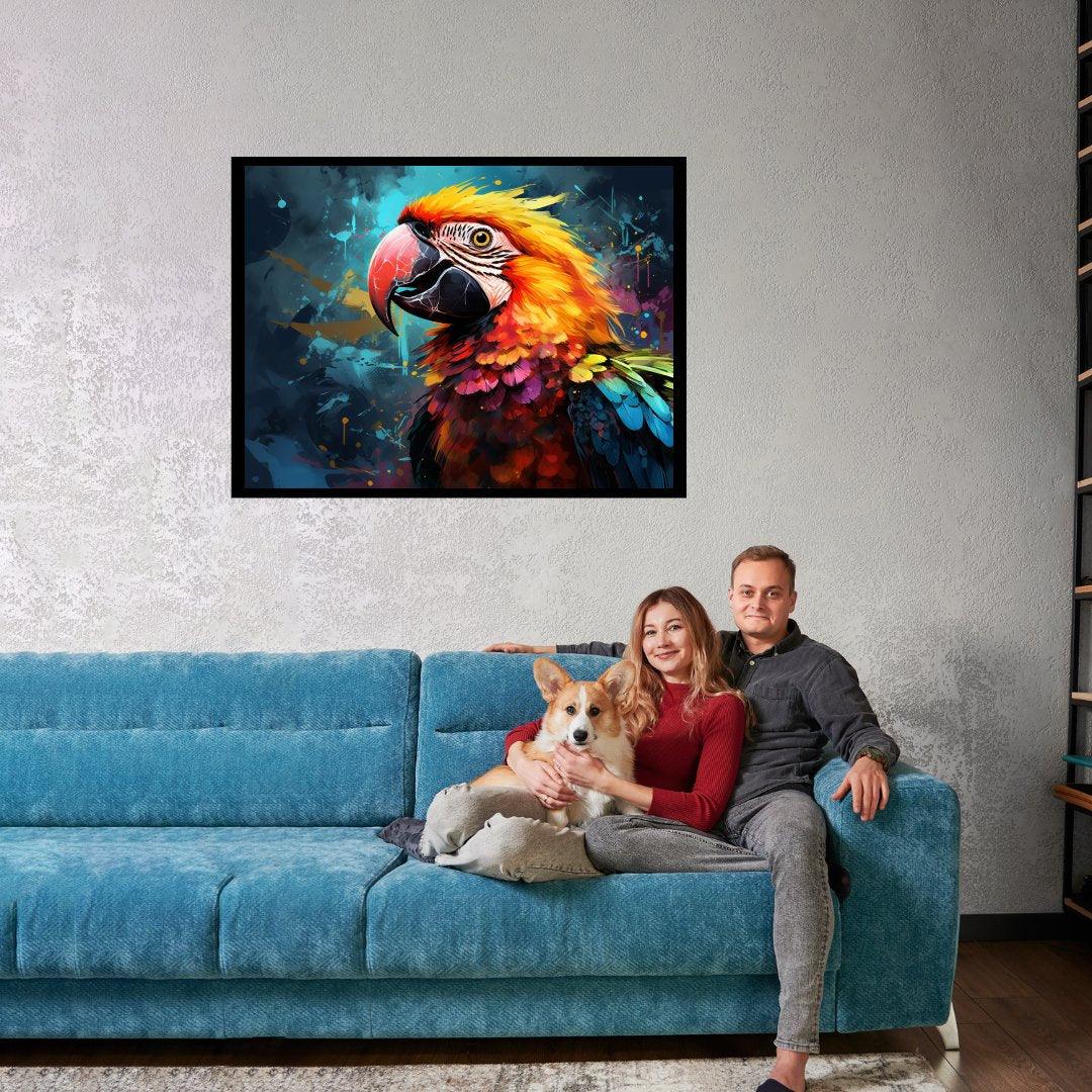 Buntes Papageien Portrait 30x40 cm / 12x16″ / Poster auf halbmattem Papier