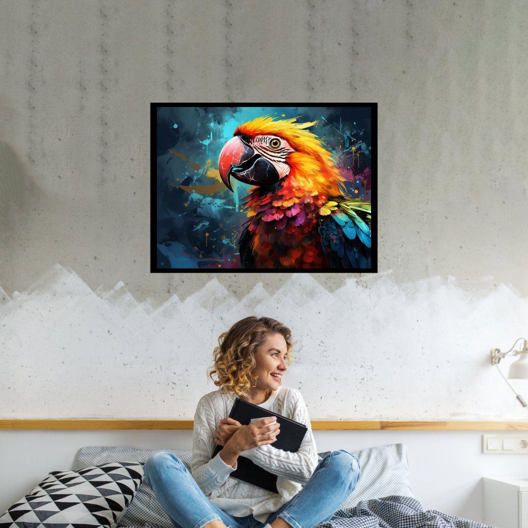 Buntes Papageien Portrait 30x40 cm / 12x16″ / Poster auf halbmattem Papier