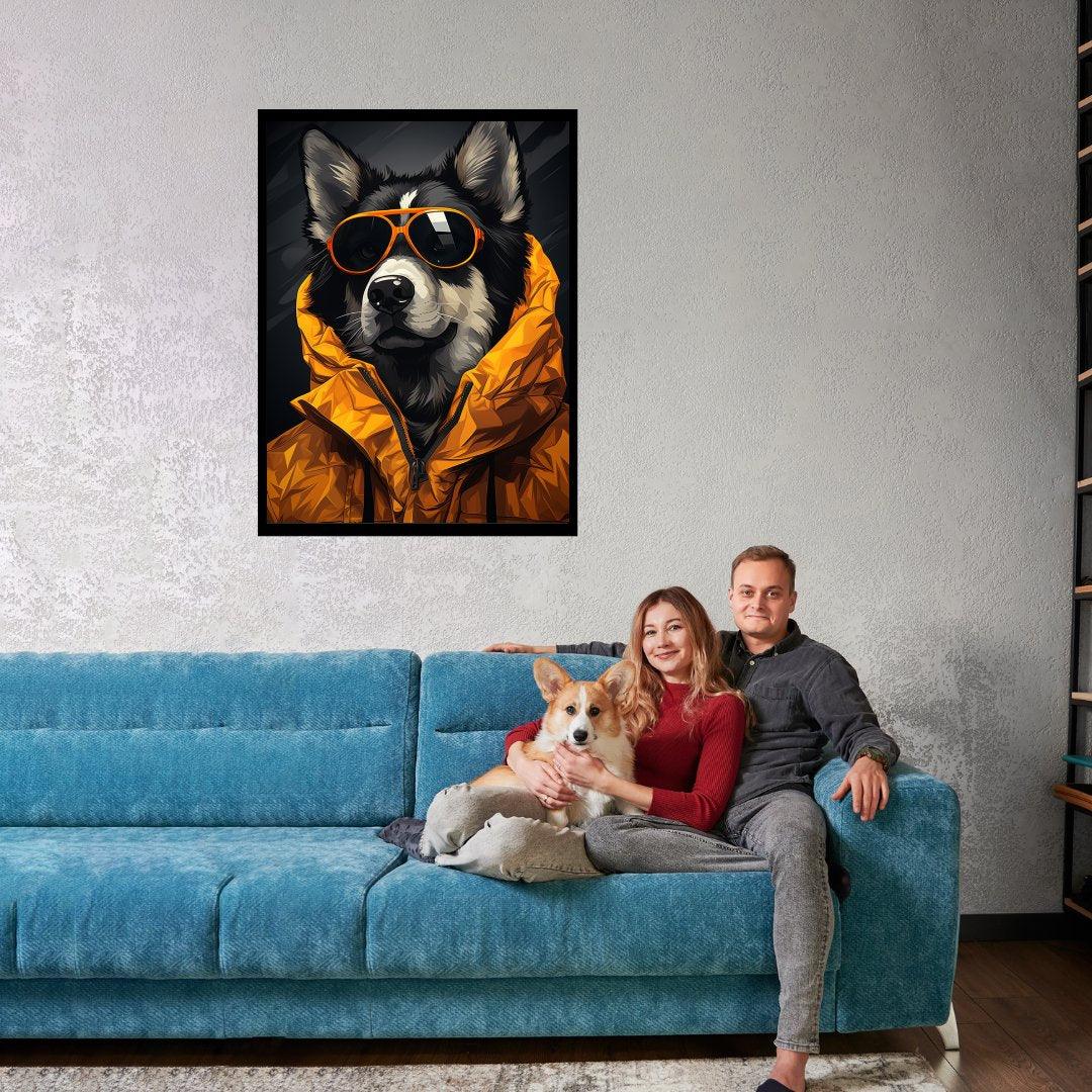 Cooler Hund mit brille 30x40 cm / 12x16″ / Poster auf halbmattem Papier