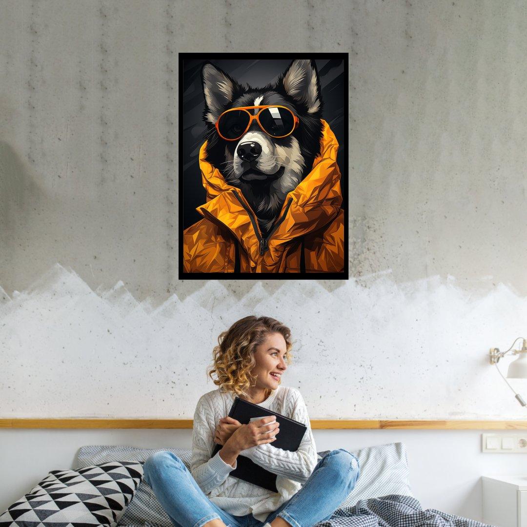 Cooler Hund mit brille 30x40 cm / 12x16″ / Poster auf halbmattem Papier