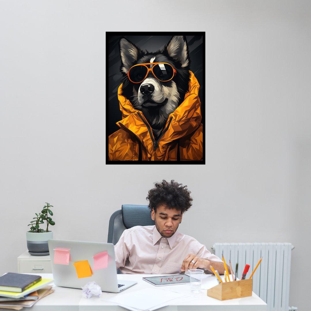 Cooler Hund mit brille 30x40 cm / 12x16″ / Poster auf halbmattem Papier