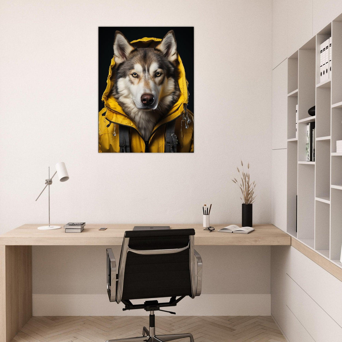 Der Husky im Regenmantel 30x40 cm / 12x16″ / Poster auf halbmattem Papier