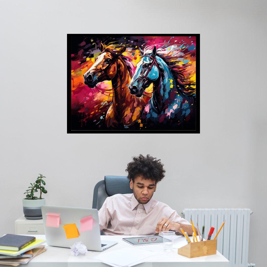 Expressionistische Pferde 30x40 cm / 12x16″ / Poster auf halbmattem Papier