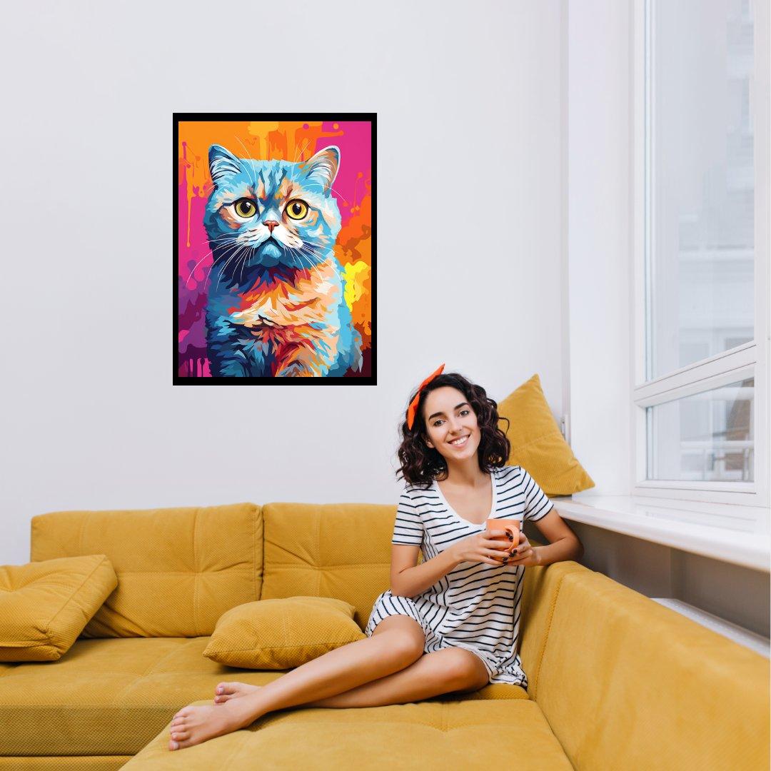 Farbenfroher Katzenblick 30x40 cm / 12x16″ / Poster auf halbmattem Papier