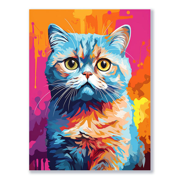 Farbenfroher Katzenblick 30x40 cm / 12x16″ / Poster auf halbmattem Papier