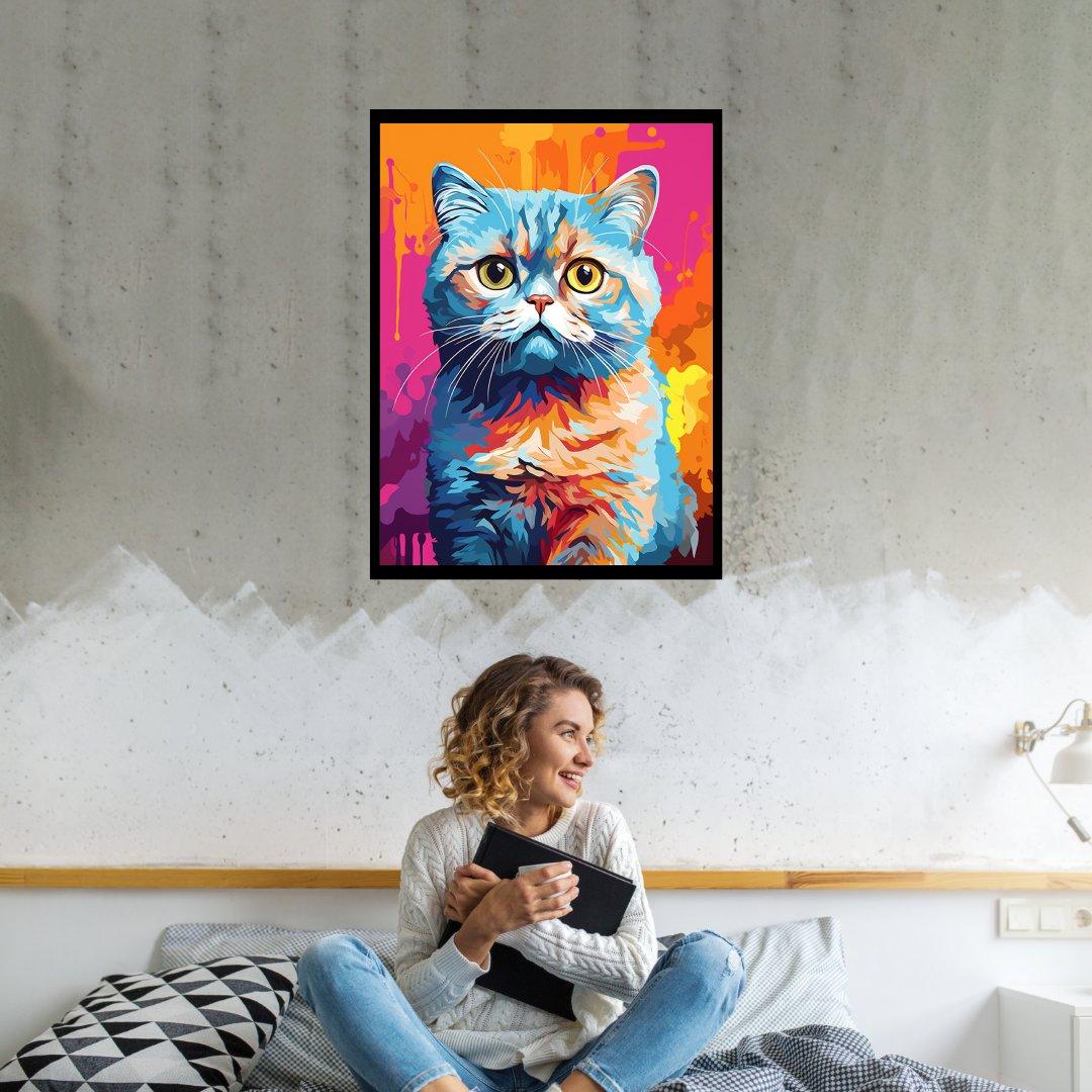 Farbenfroher Katzenblick 30x40 cm / 12x16″ / Poster auf halbmattem Papier