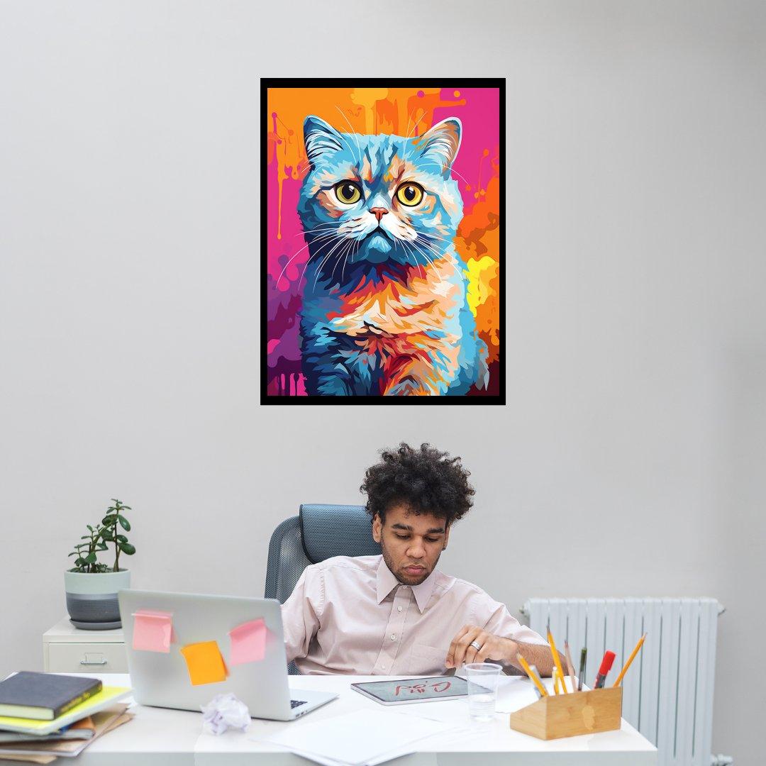 Farbenfroher Katzenblick 30x40 cm / 12x16″ / Poster auf halbmattem Papier