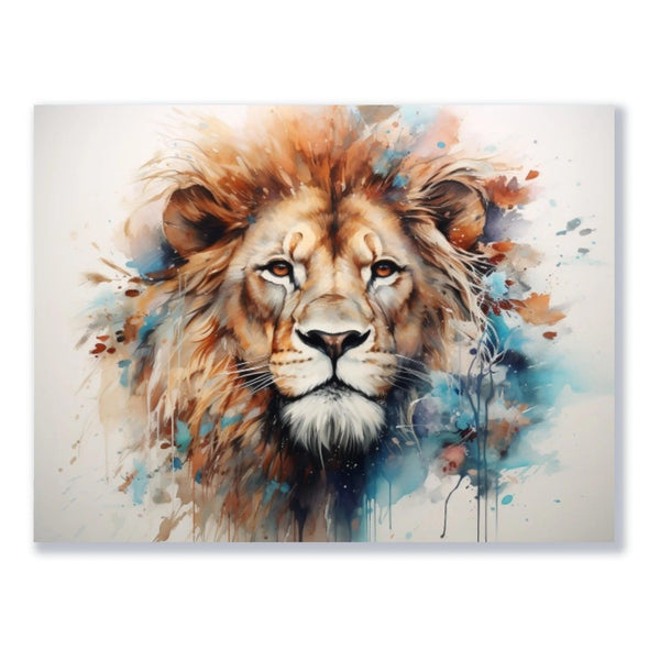 Wandbild Farbenfrohes Löwen Aquarell freigestellt