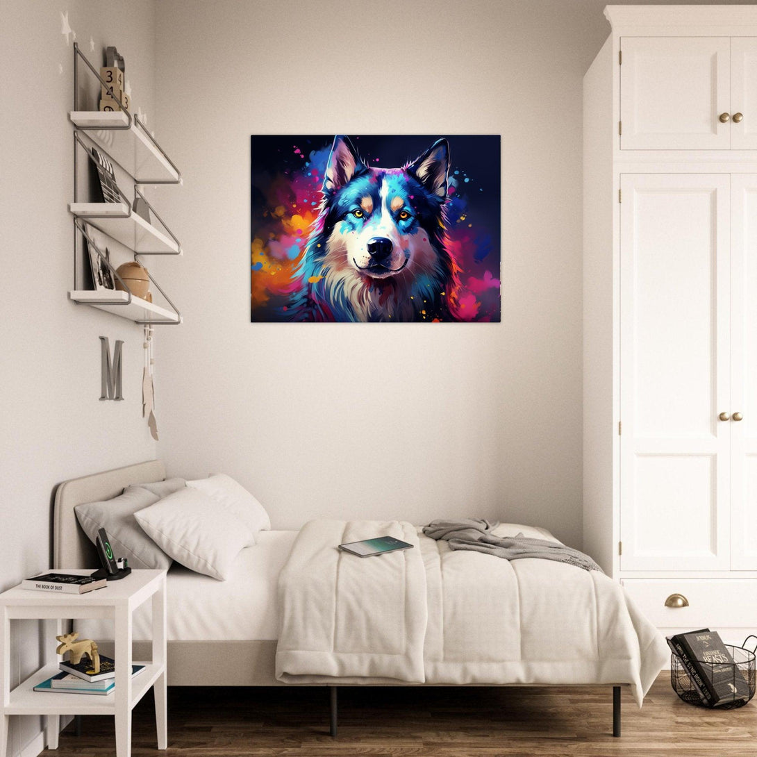 Farbenfrohes Husky-Porträt 30x40 cm / 12x16″ / Poster auf halbmattem Papier