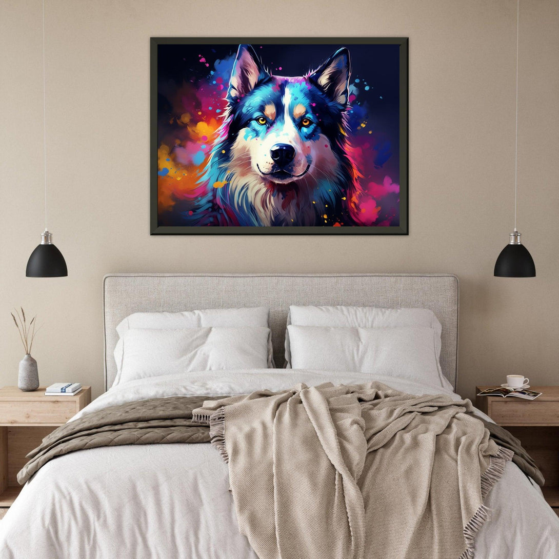 Farbenfrohes Husky-Porträt 30x40 cm / 12x16″ / Poster auf halbmattem Papier