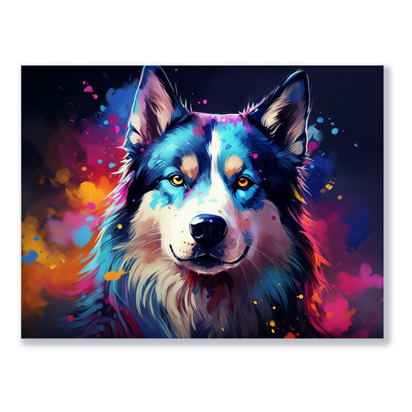 Farbenfrohes Husky-Porträt 30x40 cm / 12x16″ / Poster auf halbmattem Papier