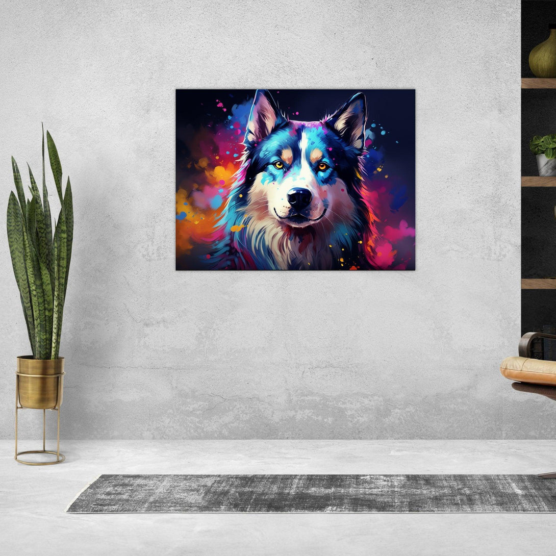 Farbenfrohes Husky-Porträt 30x40 cm / 12x16″ / Poster auf halbmattem Papier