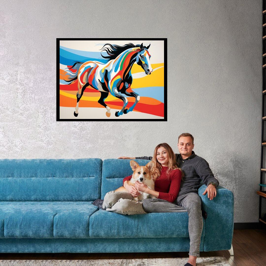 Farbenfrohes Pferd 30x40 cm / 12x16″ / Poster auf halbmattem Papier