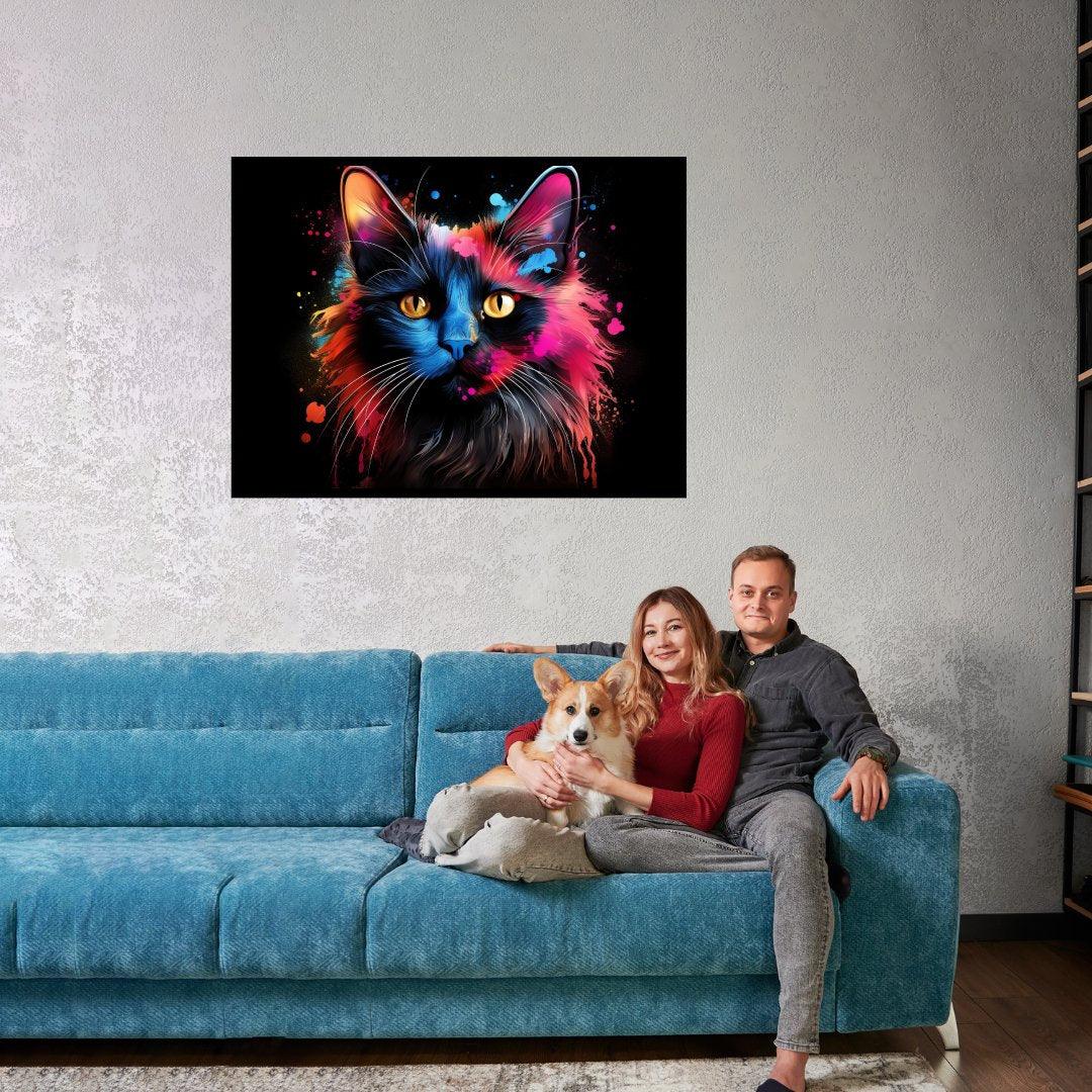 Farbenpracht-Katze 30x40 cm / 12x16″ / Poster auf halbmattem Papier