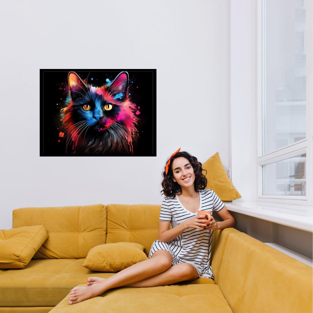 Farbenpracht-Katze 30x40 cm / 12x16″ / Poster auf halbmattem Papier