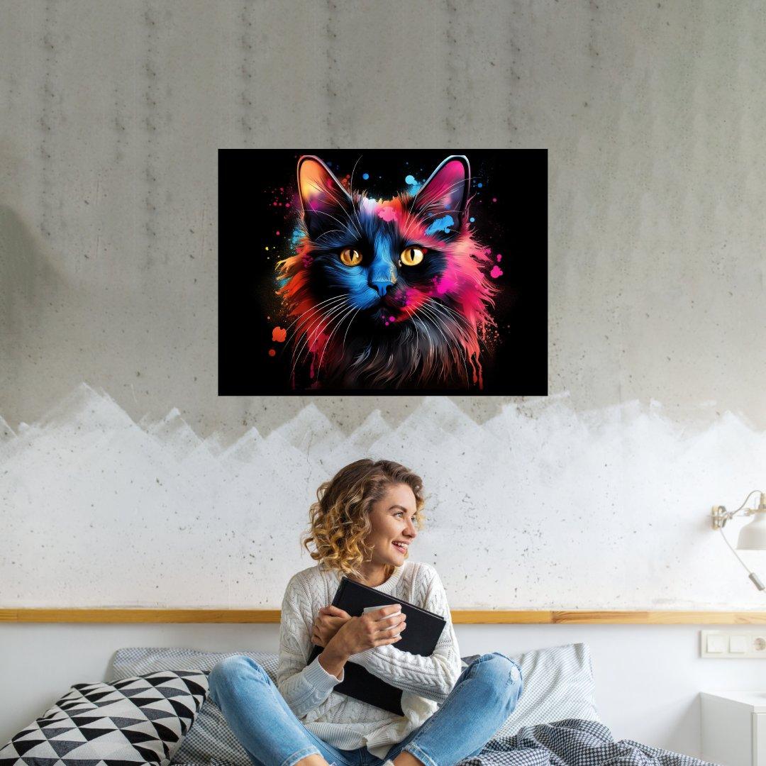 Farbenpracht-Katze 30x40 cm / 12x16″ / Poster auf halbmattem Papier