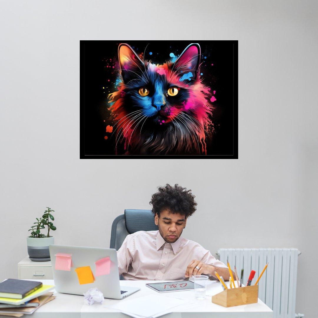 Farbenpracht-Katze 30x40 cm / 12x16″ / Poster auf halbmattem Papier