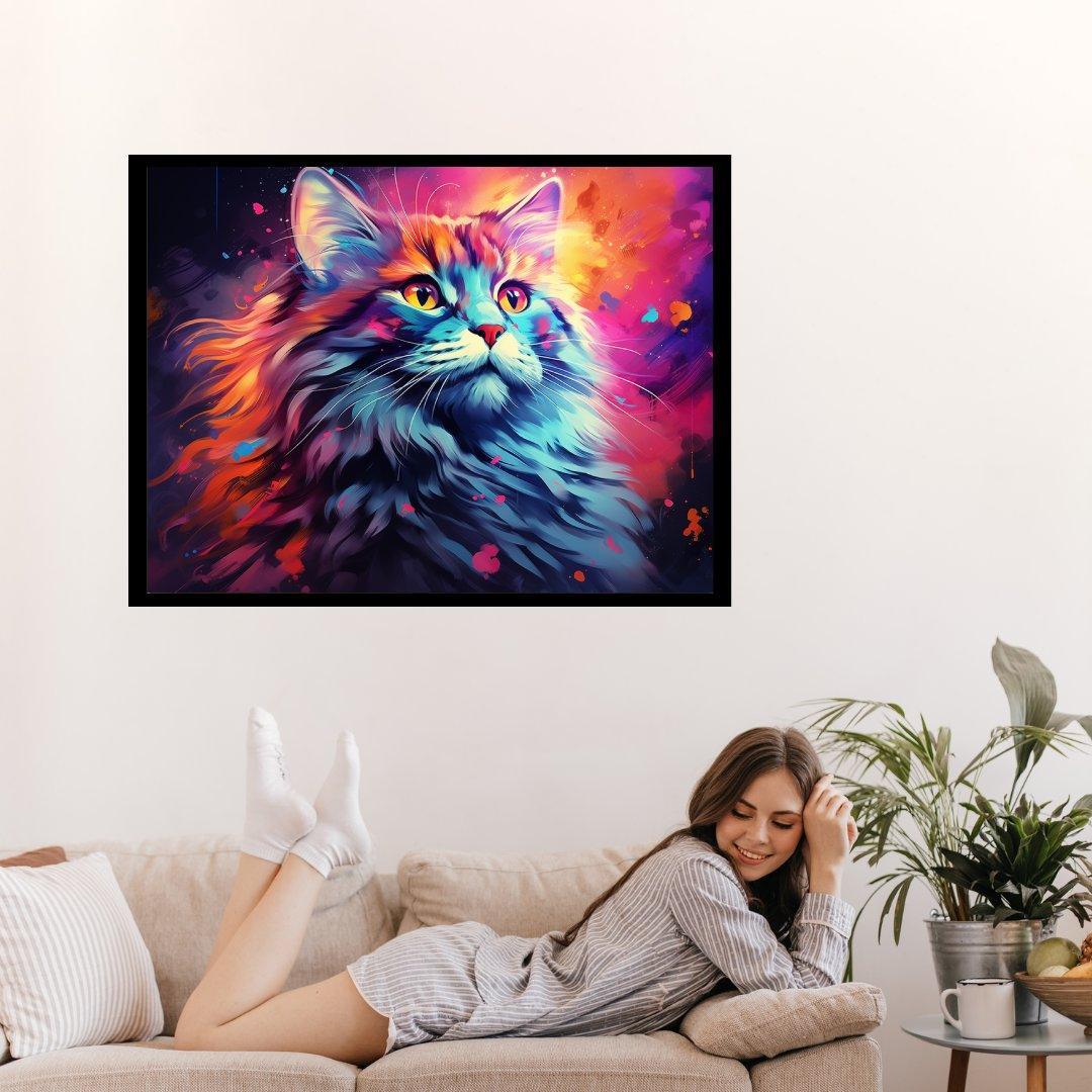 Farbexplosion-Katze 30x40 cm / 12x16″ / Poster auf halbmattem Papier
