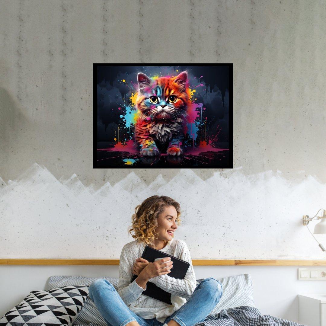 Farbexplosion Kätzchen 30x40 cm / 12x16″ / Poster auf halbmattem Papier