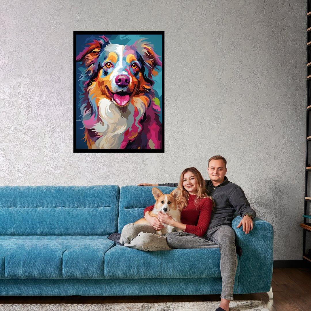 Farbfroher Aussie 30x40 cm / 12x16″ / Poster auf halbmattem Papier