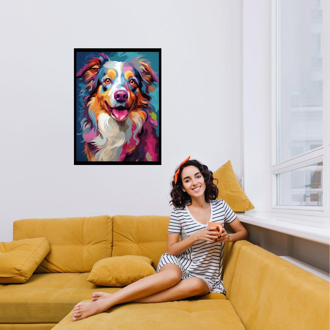 Farbfroher Aussie 30x40 cm / 12x16″ / Poster auf halbmattem Papier