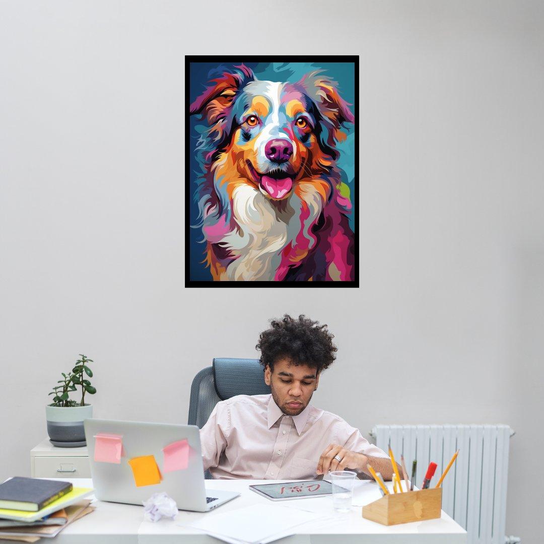 Farbfroher Aussie 30x40 cm / 12x16″ / Poster auf halbmattem Papier