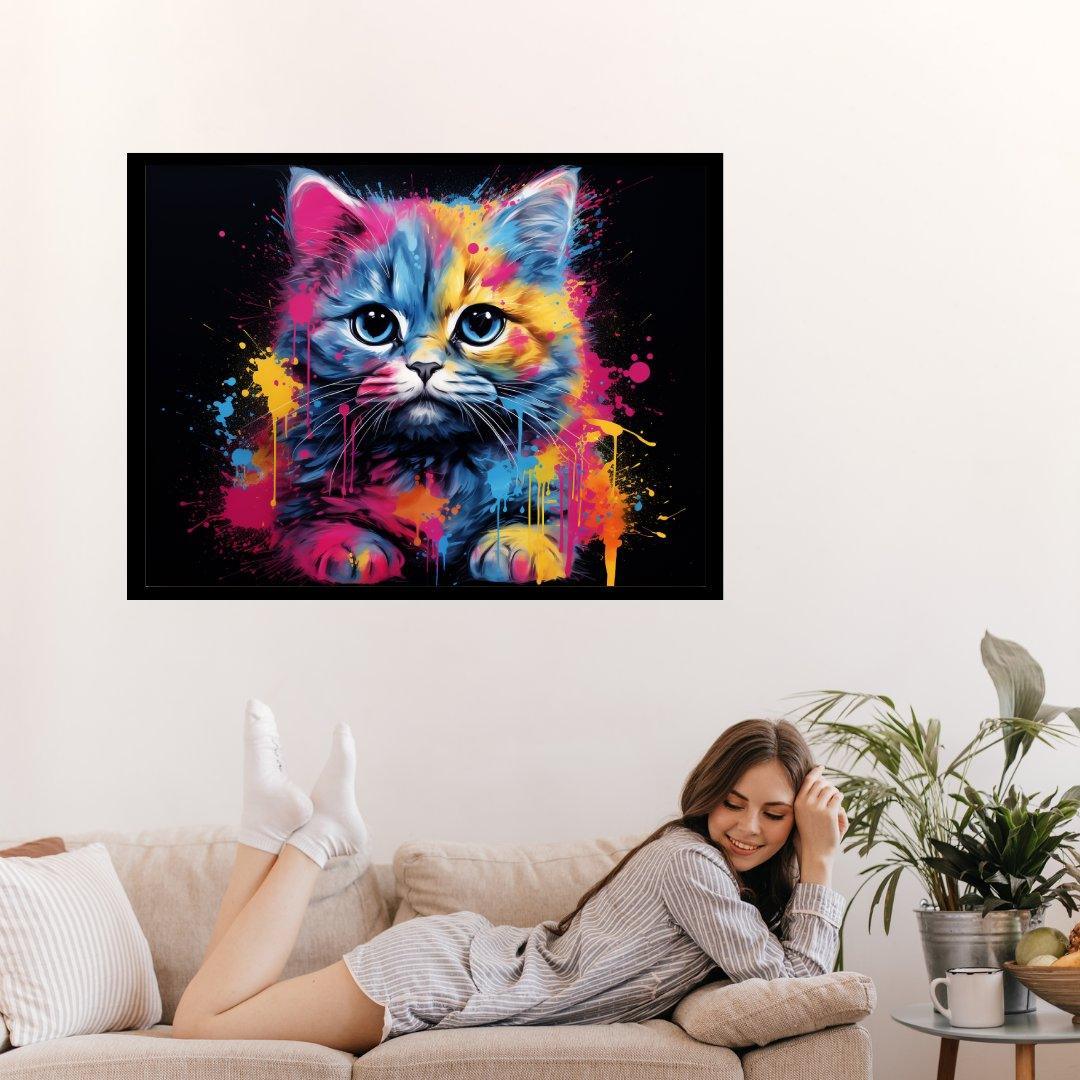 Farbiger Katzenblick 30x40 cm / 12x16″ / Poster auf halbmattem Papier