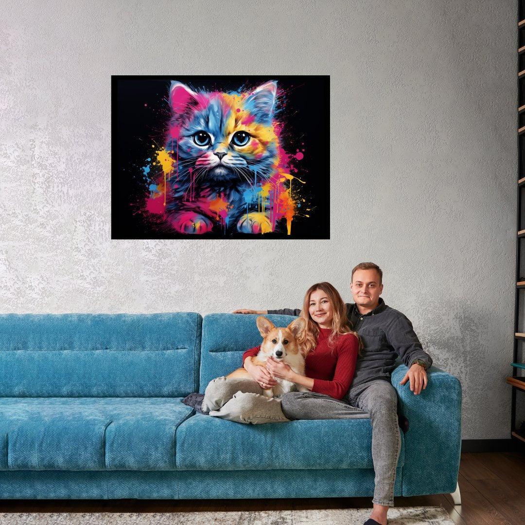 Farbiger Katzenblick 30x40 cm / 12x16″ / Poster auf halbmattem Papier