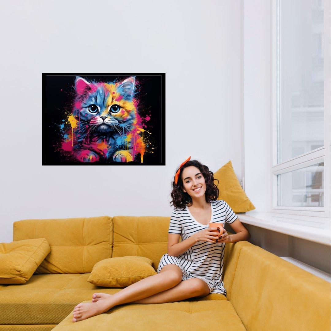 Farbiger Katzenblick 30x40 cm / 12x16″ / Poster auf halbmattem Papier