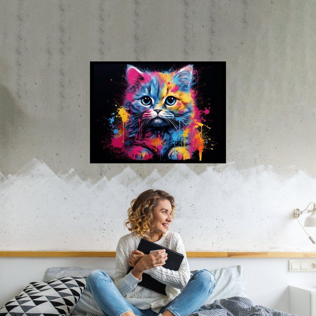 Farbiger Katzenblick 30x40 cm / 12x16″ / Poster auf halbmattem Papier