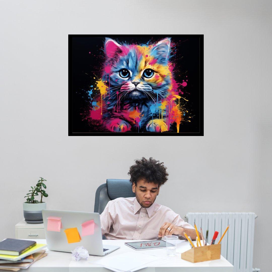 Farbiger Katzenblick 30x40 cm / 12x16″ / Poster auf halbmattem Papier