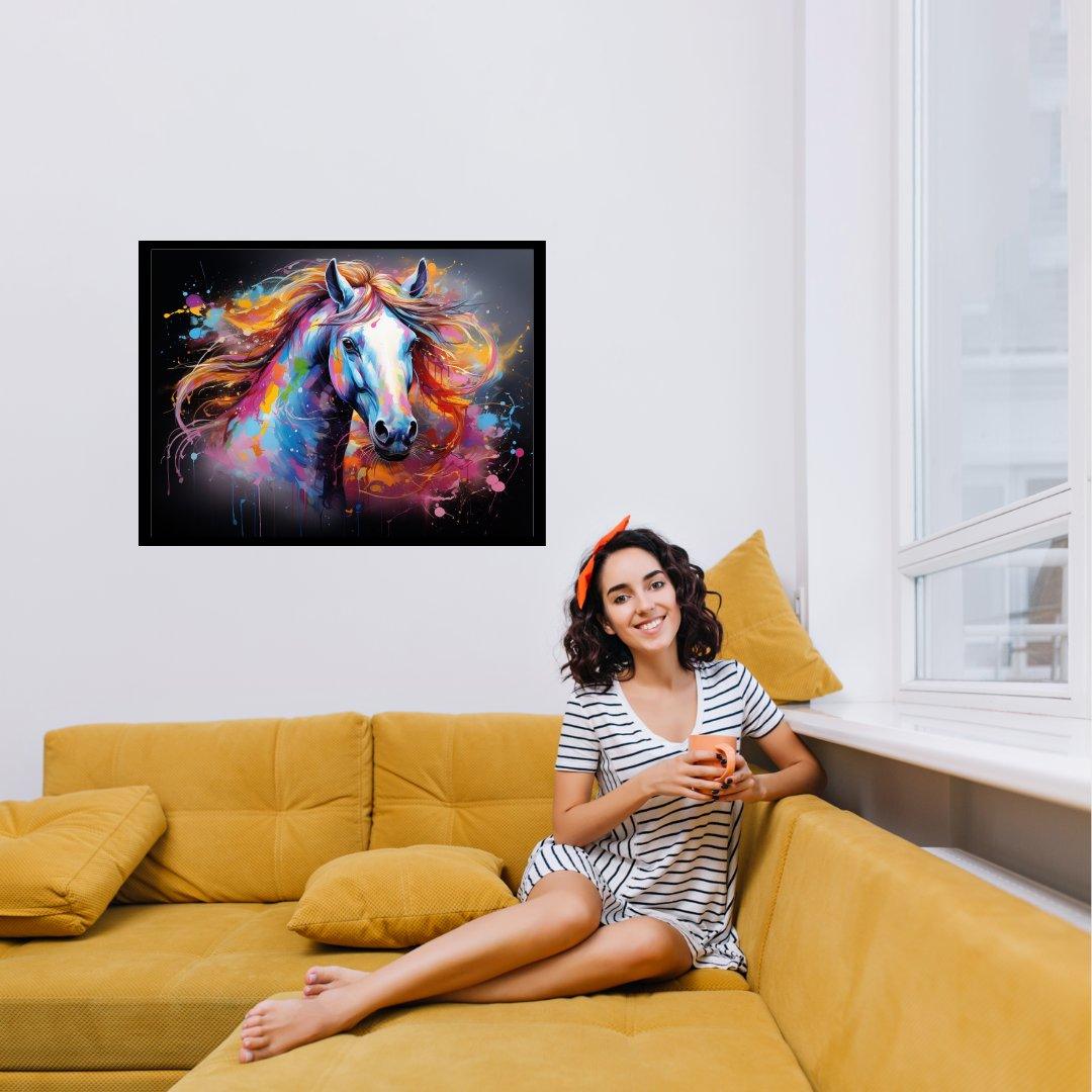 Farbiges Pferdeportrait 30x40 cm / 12x16″ / Poster auf halbmattem Papier