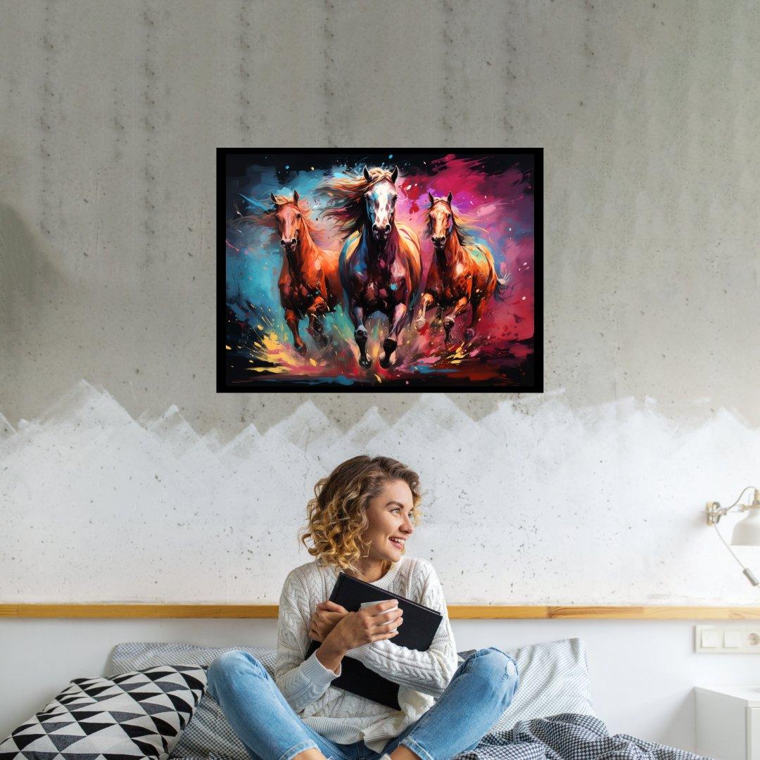 Galoppierende Farben 30x40 cm / 12x16″ / Poster auf halbmattem Papier