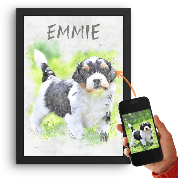 Portrait de chien à l'aquarelle d'après un modèle photo