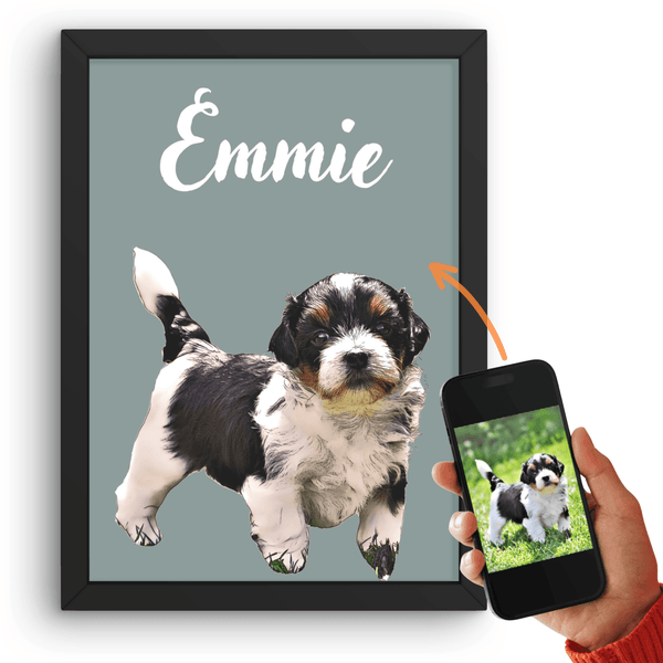 Portrait de chien en dessin animé basé sur un modèle photo