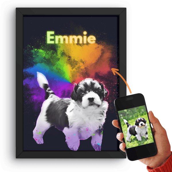 Portrait de chien dans Color Festival basé sur un modèle de photo