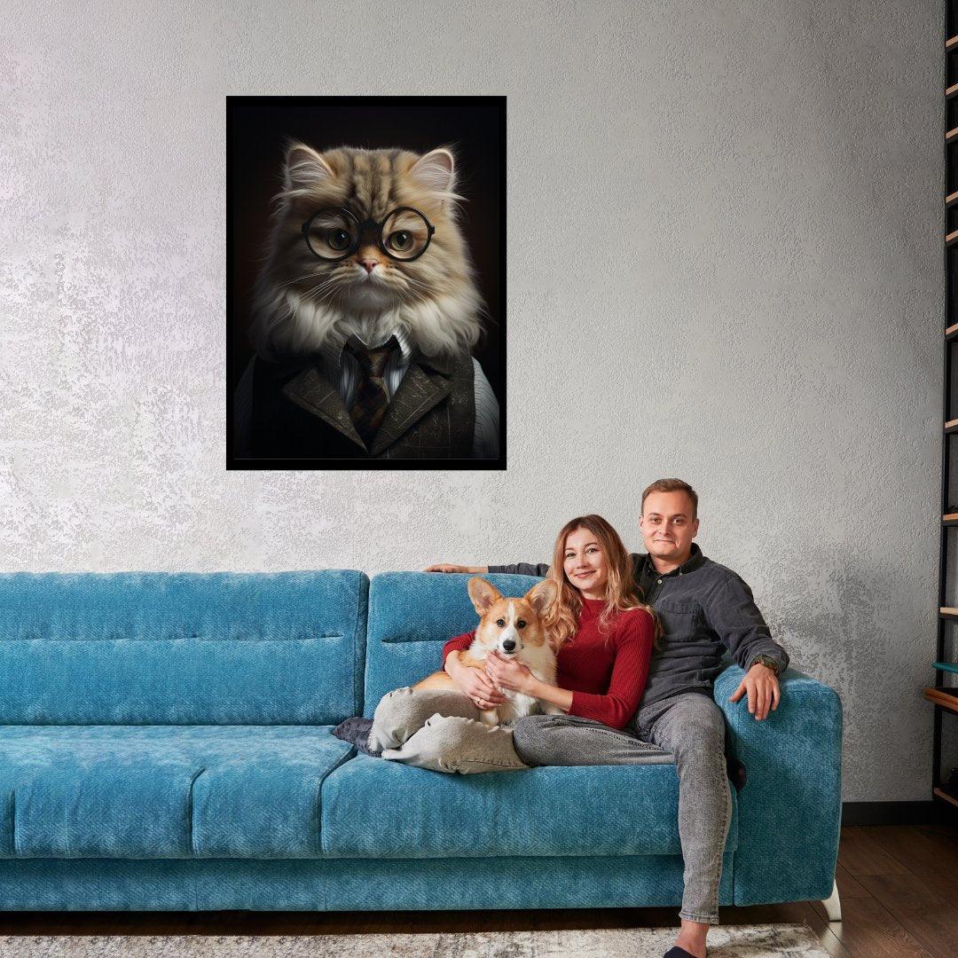 Intellektuelle Katze 30x40 cm / 12x16″ / Poster auf halbmattem Papier