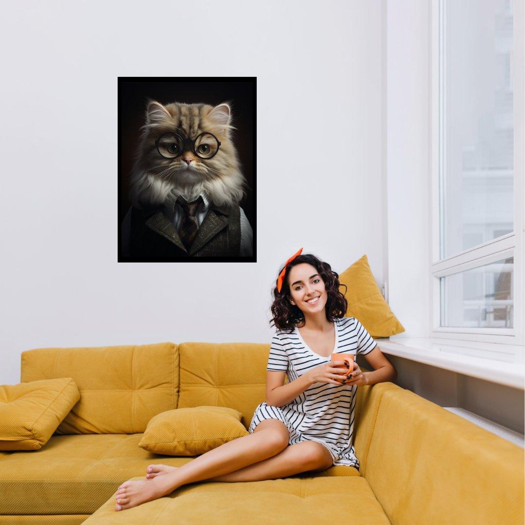 Intellektuelle Katze 30x40 cm / 12x16″ / Poster auf halbmattem Papier