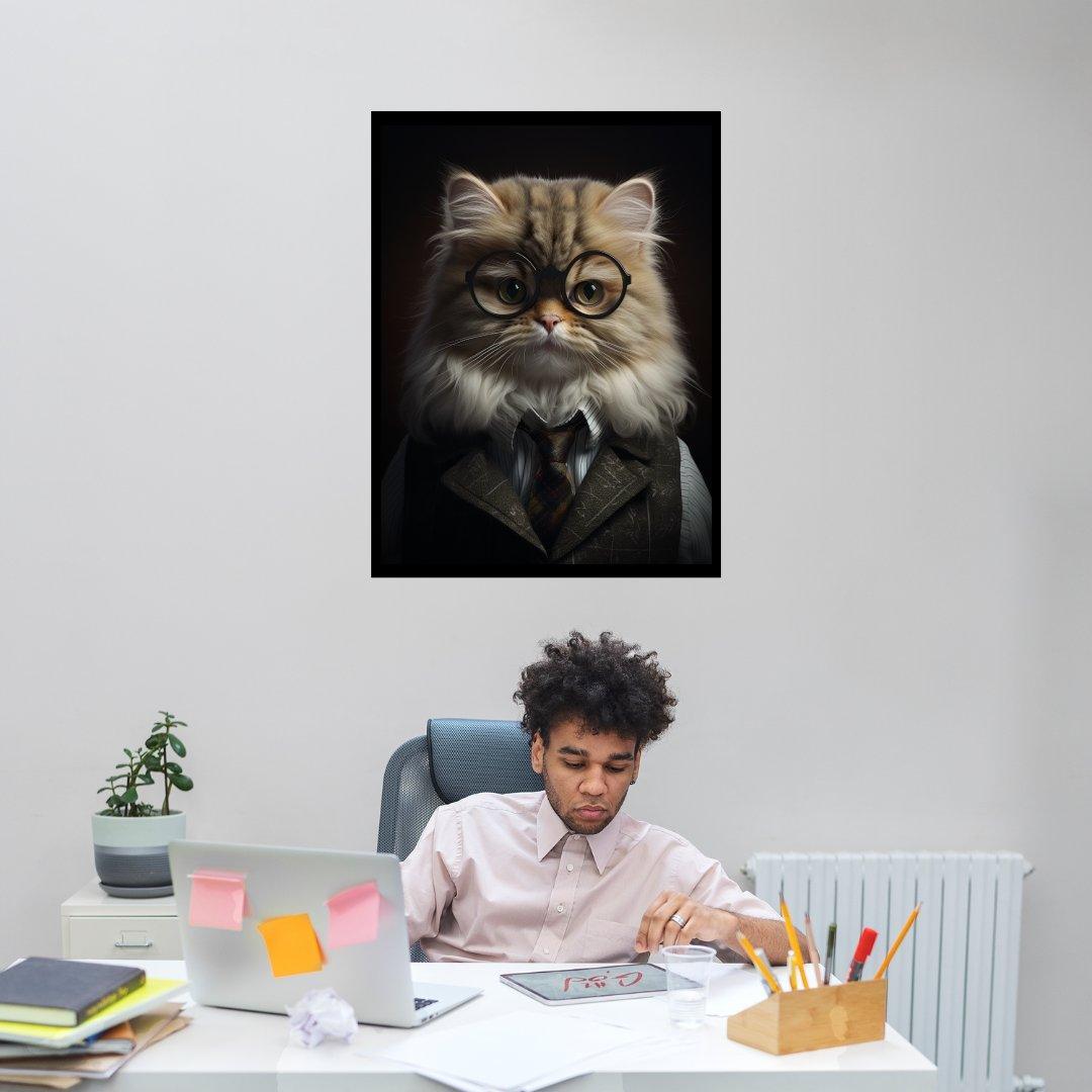 Intellektuelle Katze 30x40 cm / 12x16″ / Poster auf halbmattem Papier